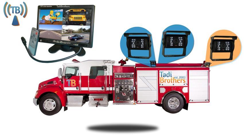 Fire Truck Rear View System 3 Wireless Backup Cameras and Monitor