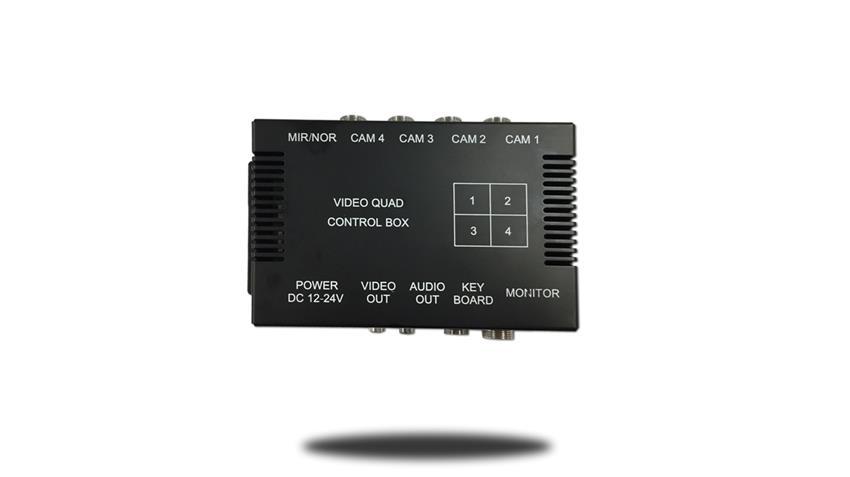 Split Screen Multiplexer Control Box with Wired Remote for up to 4 Backup Cameras