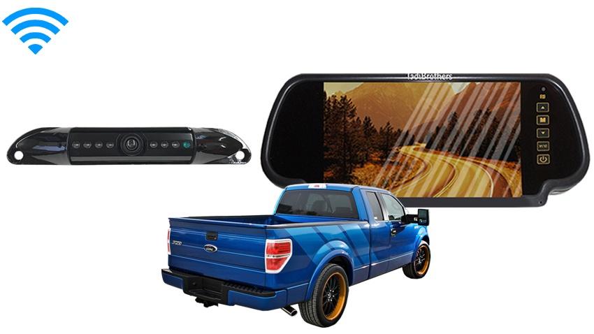 7-Inch Mirror Wireless License Plate Backup Camera For Trucks 