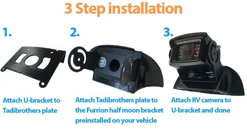 Furrion ® Compatible Backup Camera Bracket Adapter for FRCBRKT-BL with power adapter