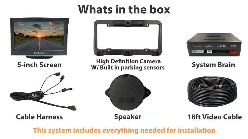 License Plate Camera Bar with Built-in Heavy Duty Parking Backup Sensor and a Monitor