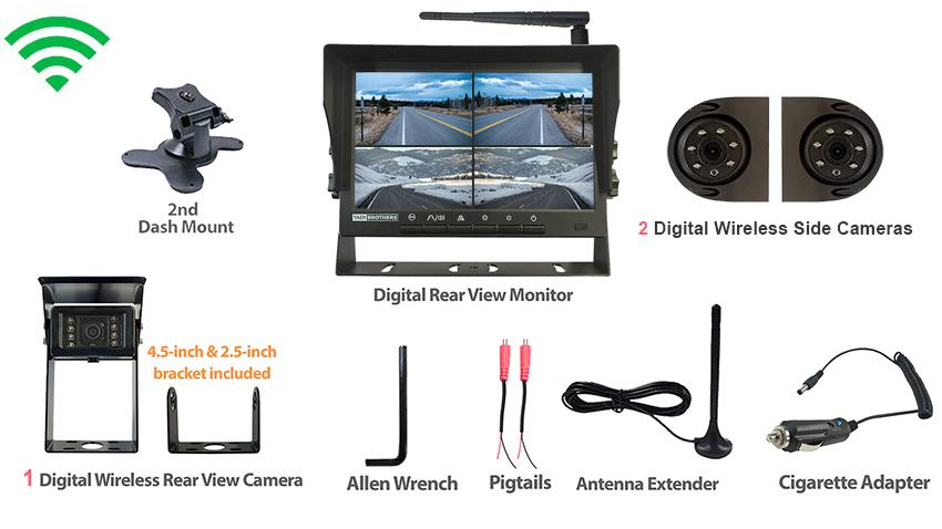 OVERSTOCK Digital Wireless Rear View System for RV with 1  RV Cameraand Two Side Cameras