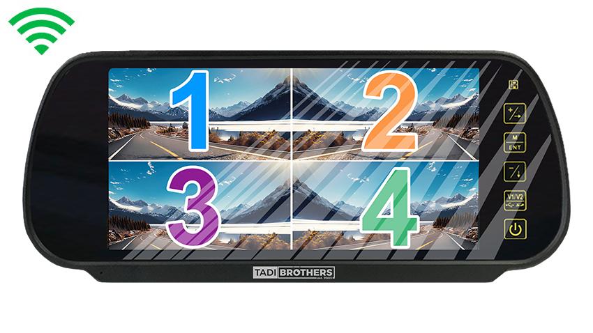 1080P Digital Wireless Rear View Mirror System with 1  RV Camera and Two Side Cameras (V3)