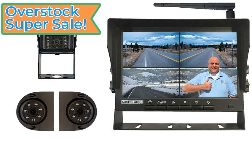 OVERSTOCK Digital Wireless Rear View System for RV with 1  RV Cameraand Two Side Cameras