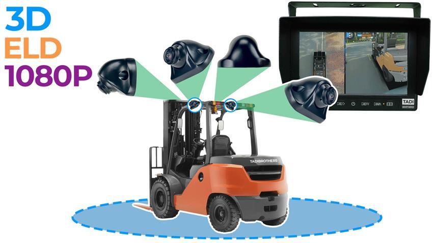 4G Remote Monitoring 360 Degree Forklift Camera System in 1080P and 3D ELD Included