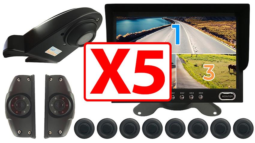 5 Pack of 3 Camera Rear-View System with Sensors for Delivery Trucks