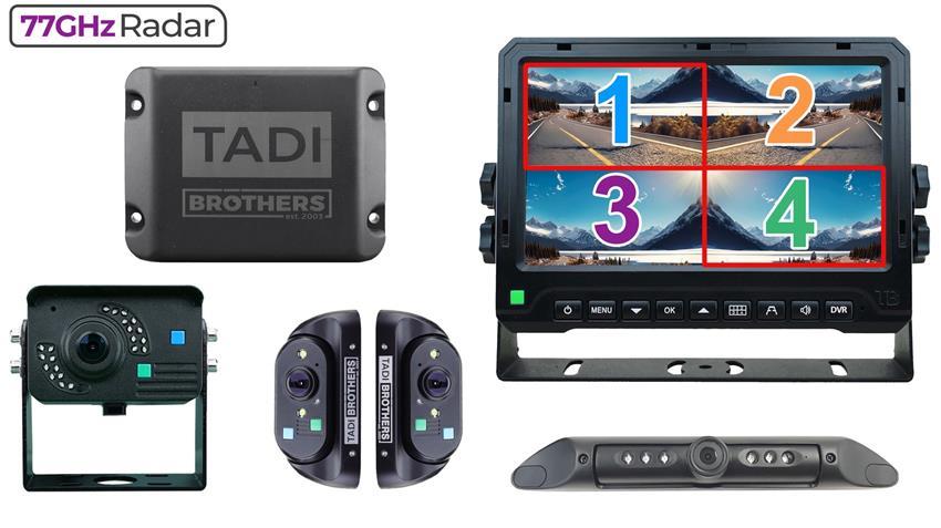 77GHz 4-Sensor Radar System with 1080P Monitor & 4-Camera Bundle