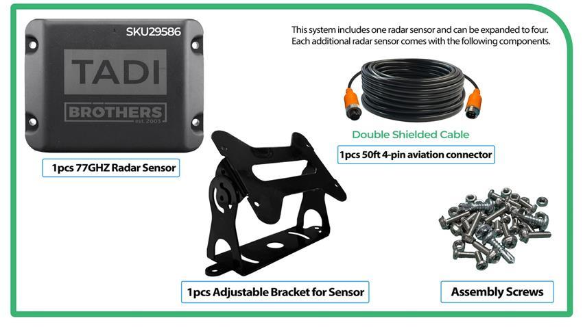 77GHz 4-Sensor Radar System with 1080P Monitor & 4-Camera Bundle