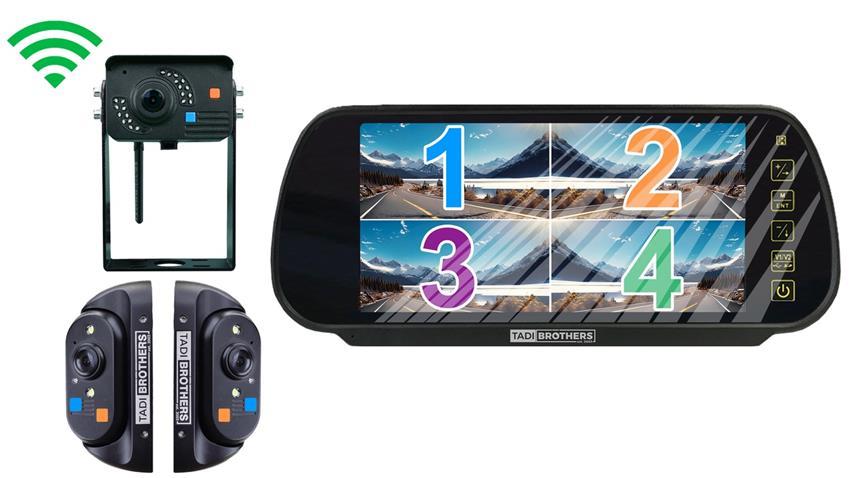 1080P Digital Wireless Rear View Mirror System with 1  RV Camera and Two Side Cameras (V3)